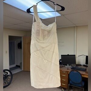 B Darlin One Shoulder White Prom Dress